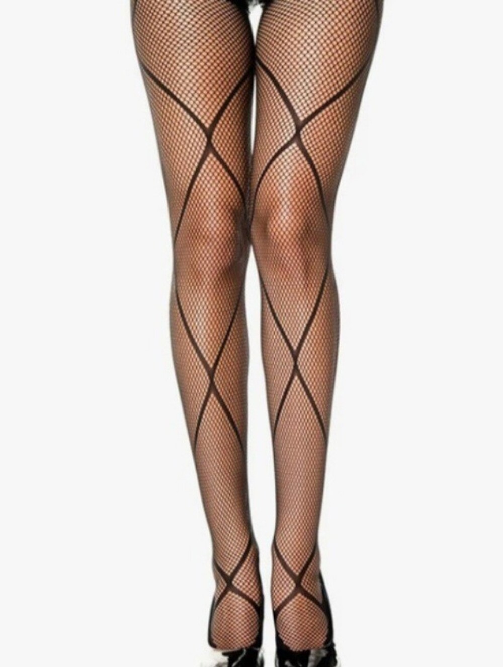 Two Pairs Black Crisscross Fishnet Panyhose- Two Variations Queen Size Hosiery